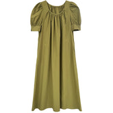 Robe mi-longue à manches bouffantes, robe trapèze ample et amincissante